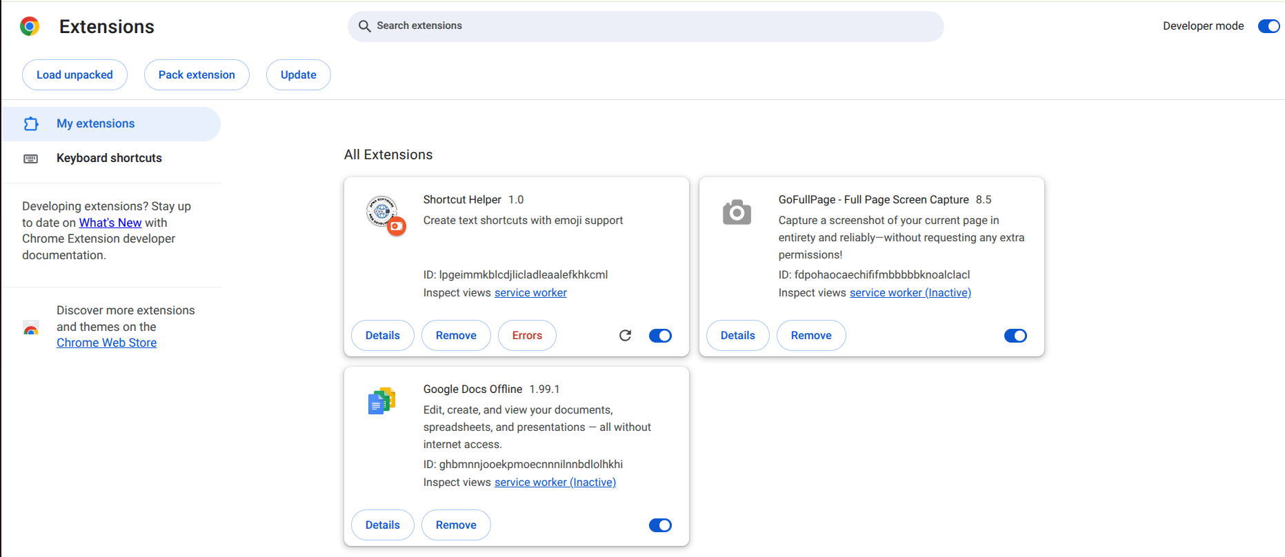 Developer Option Screenshot